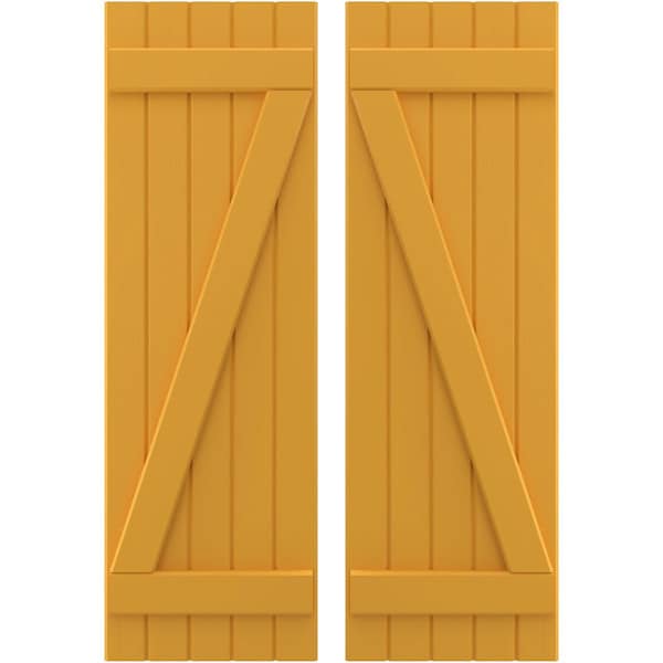 Ekena Millwork Americraft 5-Board (2 Batten) Wood Joined Board-n-Batten Shutters w/ Z-Bar, ARW102BB518X49TUH, PR ARW102BB518X49TUH - main